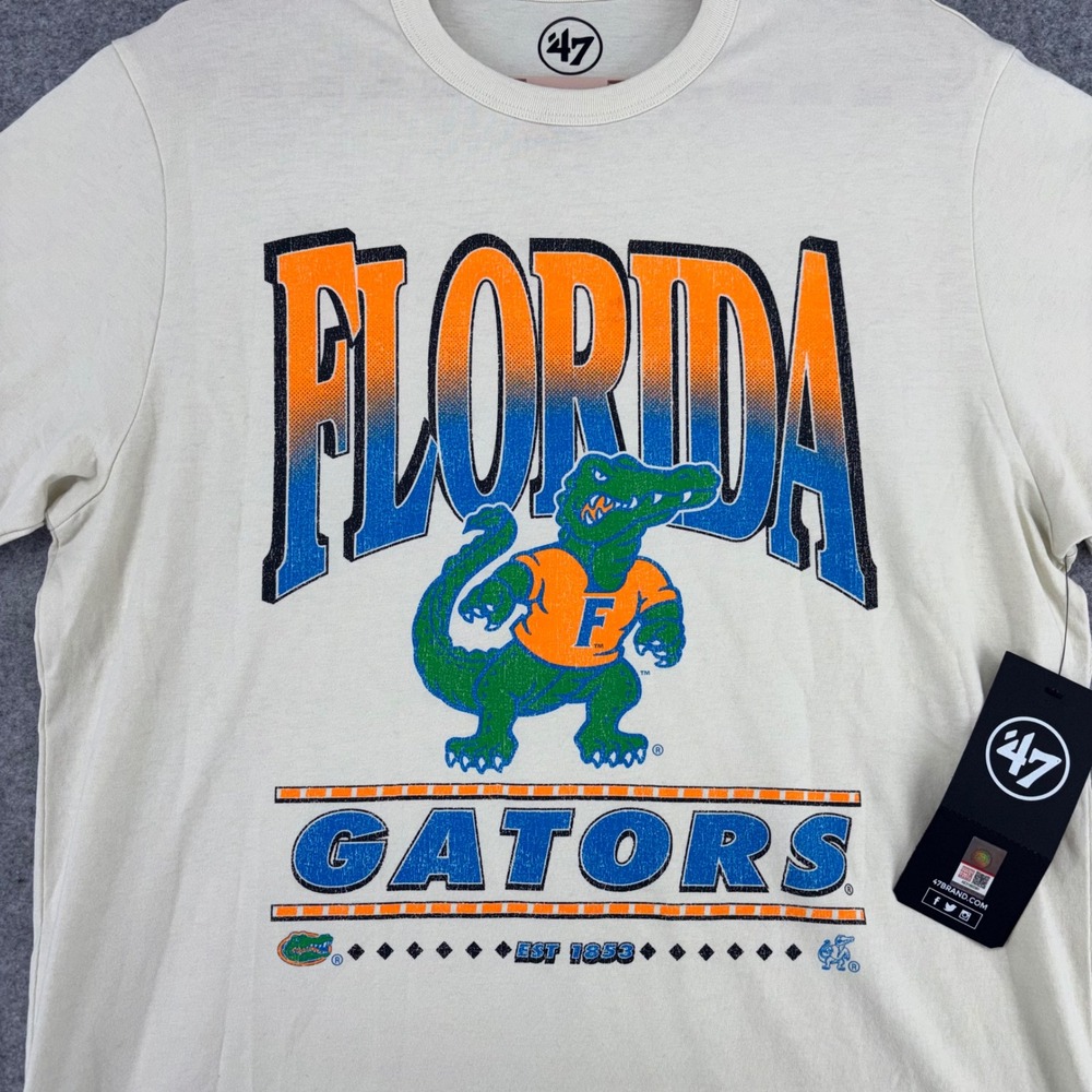 47 Brand Florida Gators Mens Med Cream Graphic T-Shirt NWT NCAA College Tee